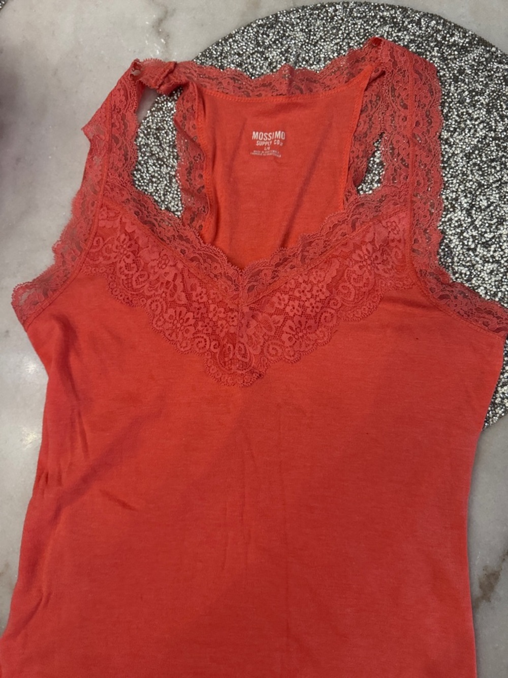 Mossimo Supply Co. Lace-Trim Racerback Camisole in Coral